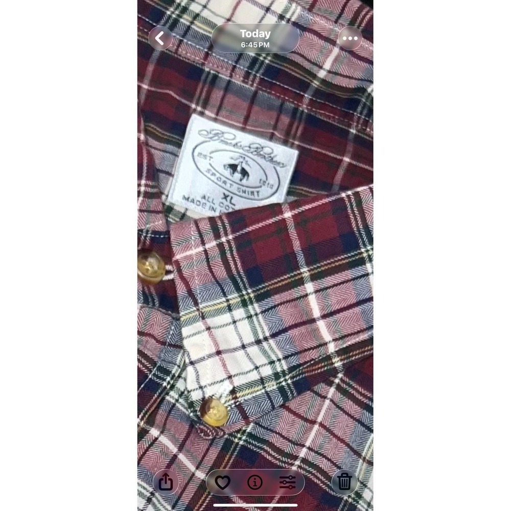 Vintage 80s 90s Brooks Brothers Plaid Flannel Sport Shirt Made Hong Kong OCBD - Picture 11 of 11